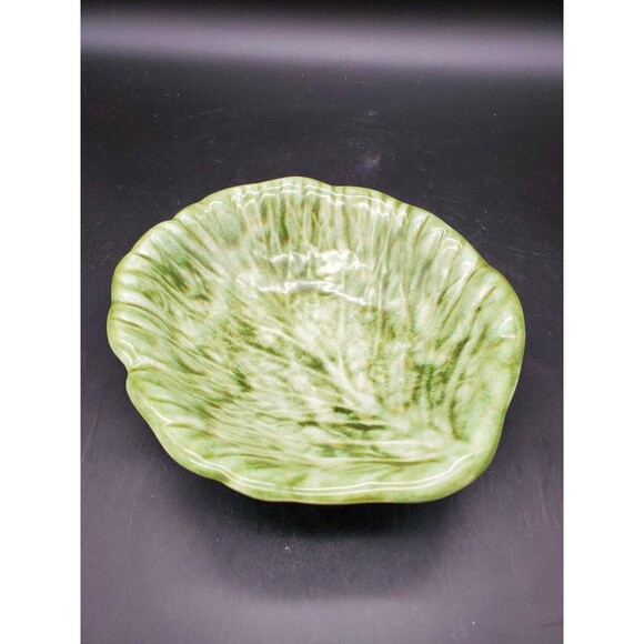 Cabbage or Lettuce Green Leaf Dish Bowl Marked Ceramic - Picture 1 of 12